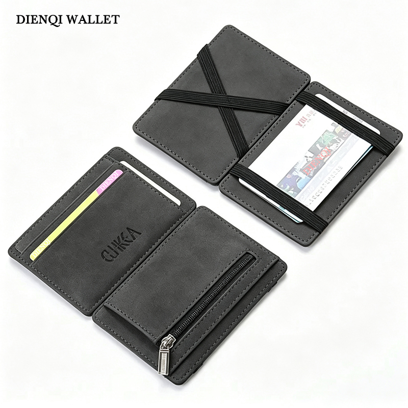Card Holder Slim Case - Carteira Mágica de Couro PU para