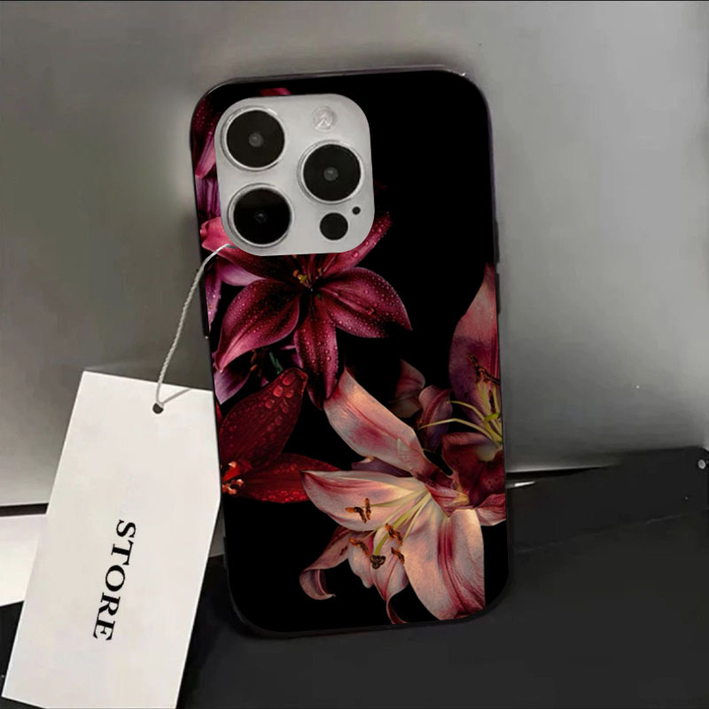 Phone Cases Aesthetic - Elegante flor de lírio vermelho caso