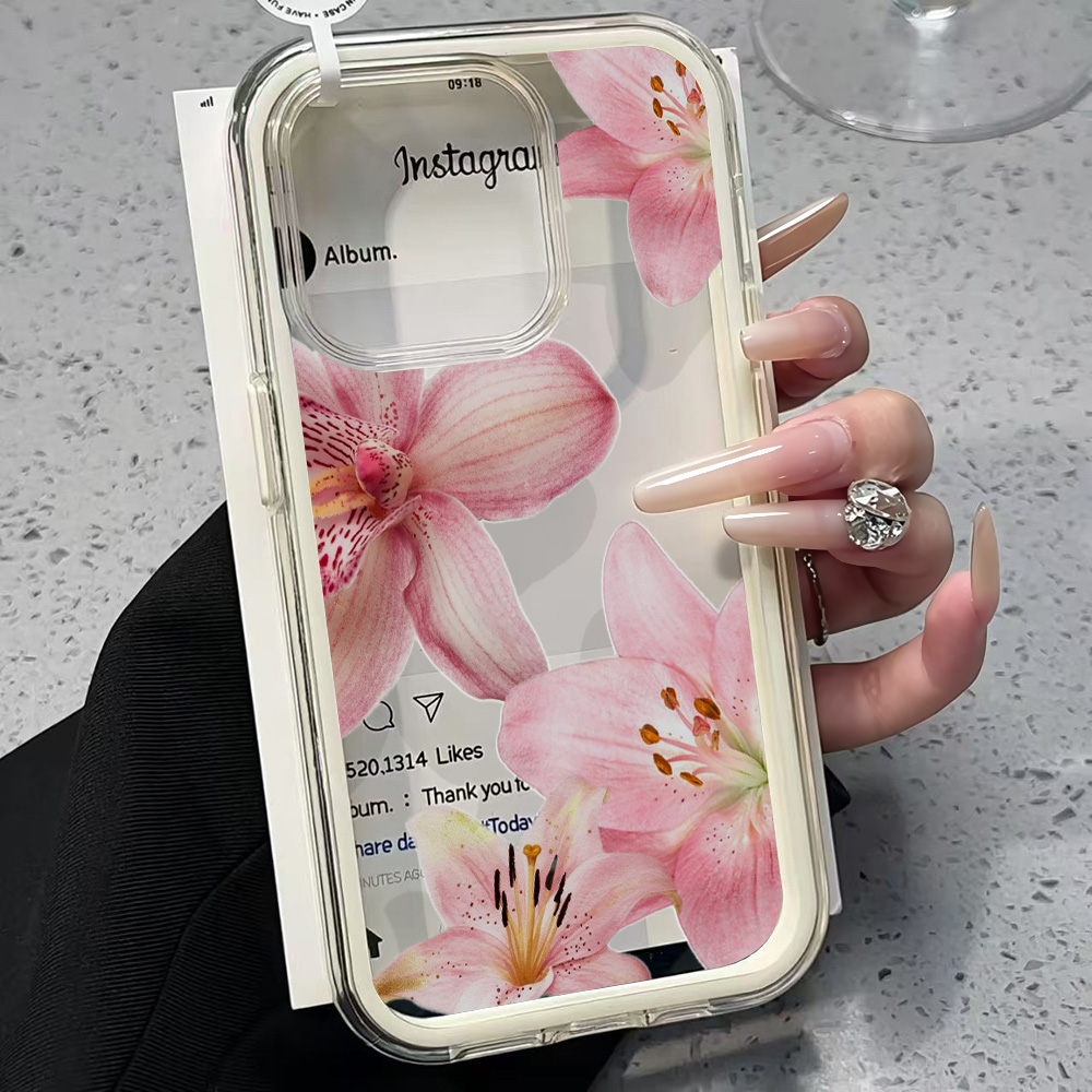 Phone Cases Durable - Capa de Silicone Transparente Rosa com
