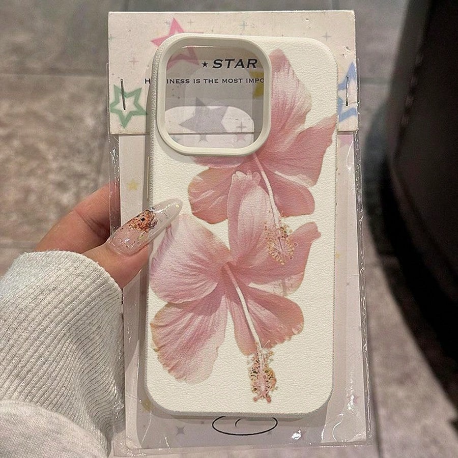 Phone Cases Aesthetic - Rosa hibisco elegante alta estética caso